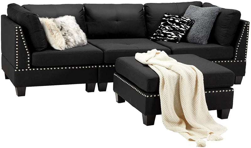 88.6" Sectional Sofa  Black