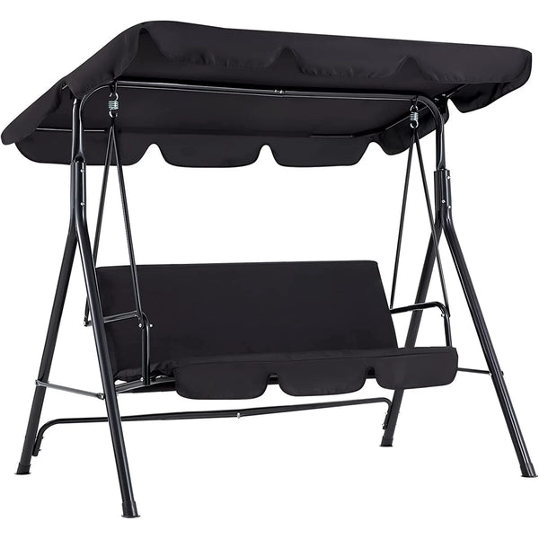 3-Seat Outdoor Steel Porch Swing with Canopy