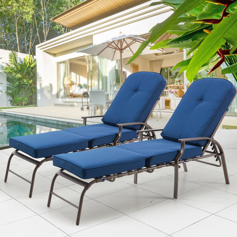 Patio Lounge Chair Set of 2- Blue