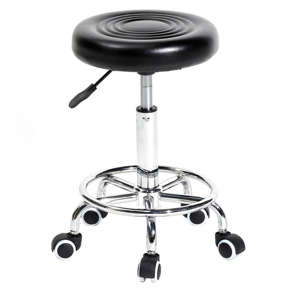 Salon Spa Office Round Stool with Lines Rotation Bar Stool Black