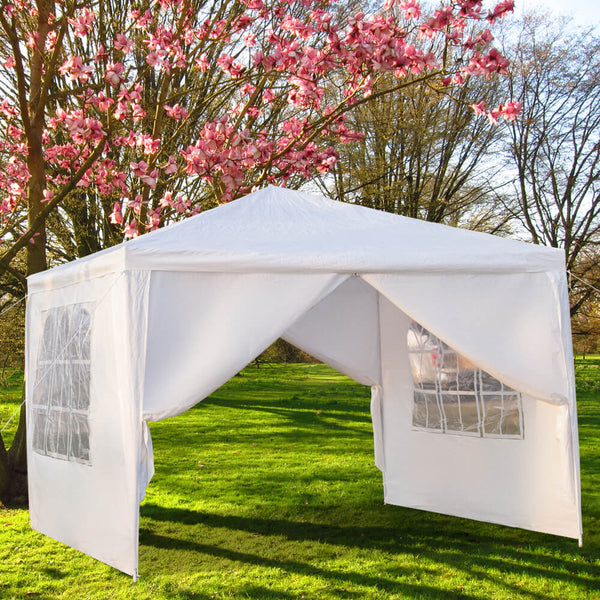 Portable Waterproof Canopy Tent Four Sides with Spiral Tubes White, 10 x 10 ft