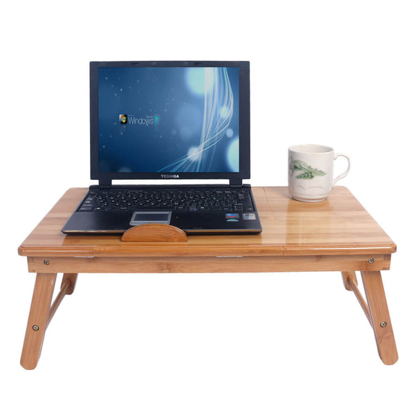 Trendy Adjustable Bamboo Computer Desk Wood Color, 21 inches