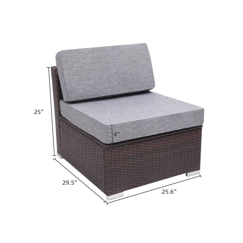 8 Pieces Patio PE Wicker Outdoor Patio Rattan Sectional Sofa Set