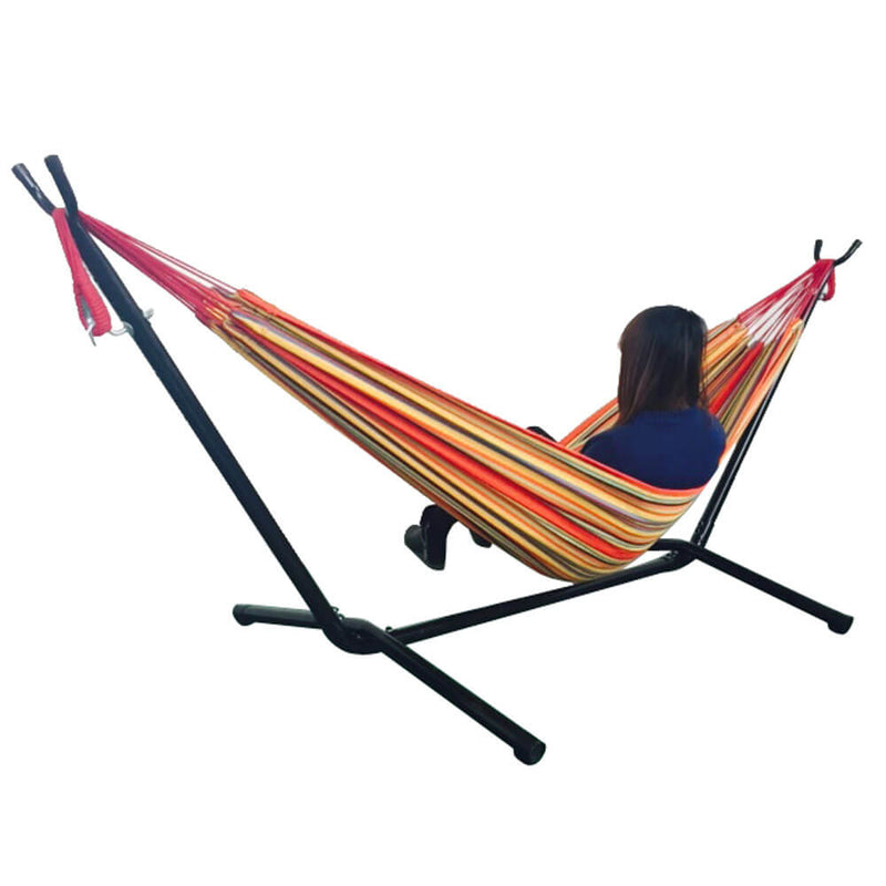 Portable Outdoor Polyester Hammock Set in Red