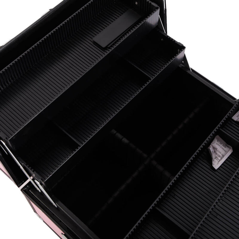 Aluminum Alloy Makeup Train Case Jewelry Box Organizer Pink