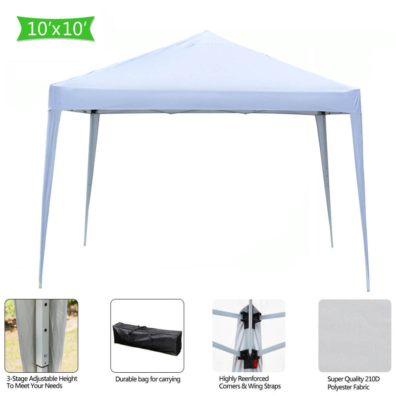 Canopy Tent 10 x 10 ft Pop Up Waterproof Foldable Commercial Tents with Carry Bag White