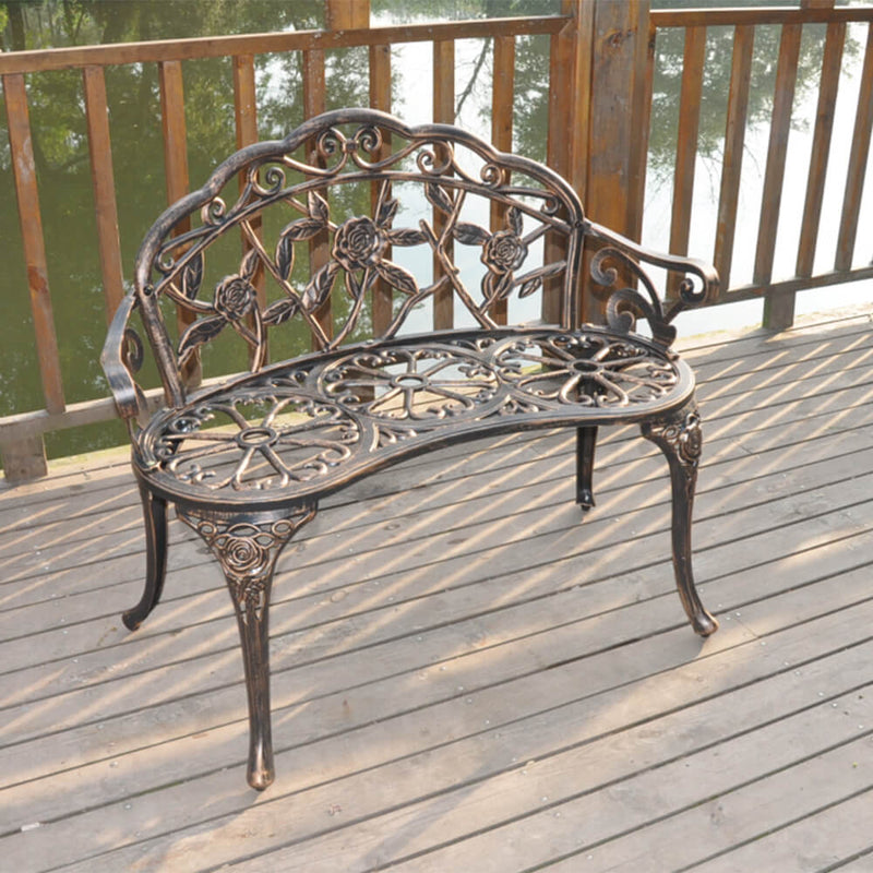 2-Seat Aluminum Outdoor Park Leisure Rose Chair 38 inches, Courtyard Decoration Bench