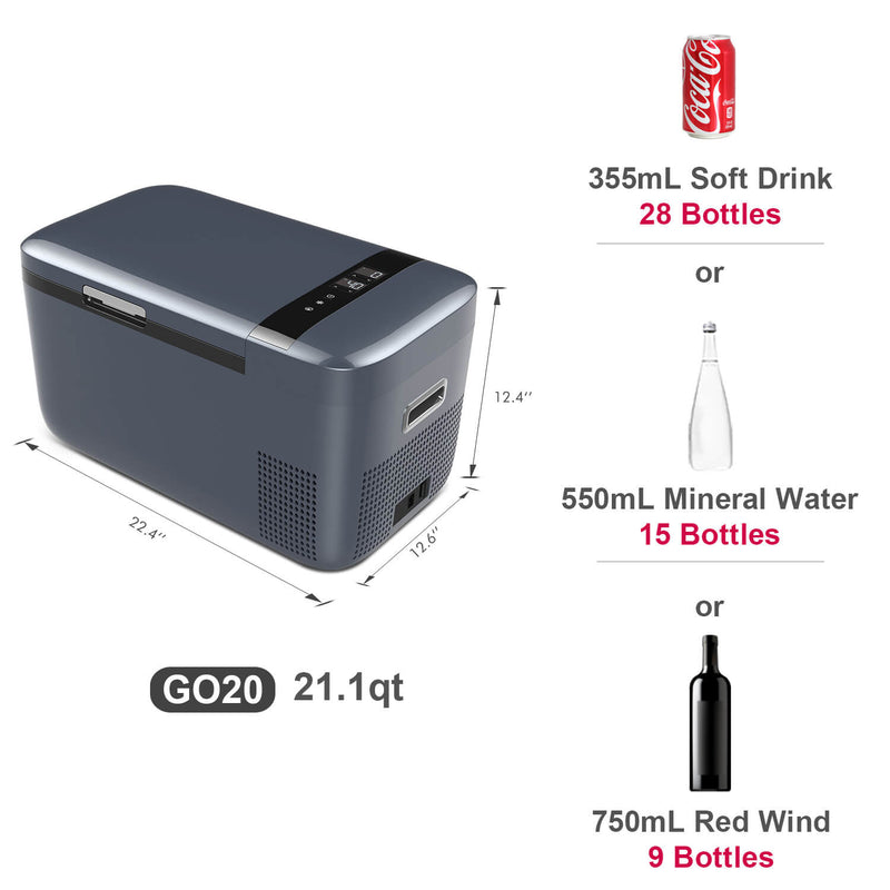12V Dual Zone Portable Refrigerator Mini Fridge for Outdoor, Home Use, Grey