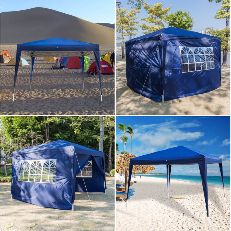 Homhum Waterproof Canopy Tent 10 x 10 ft Foldable Commercial Instant Tents with Carry Bag Blue