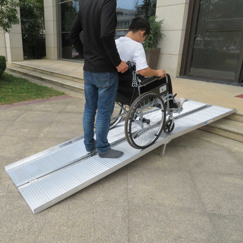 10 Ft Home Corridor Aluminum Alloy Folding Ramp Silver