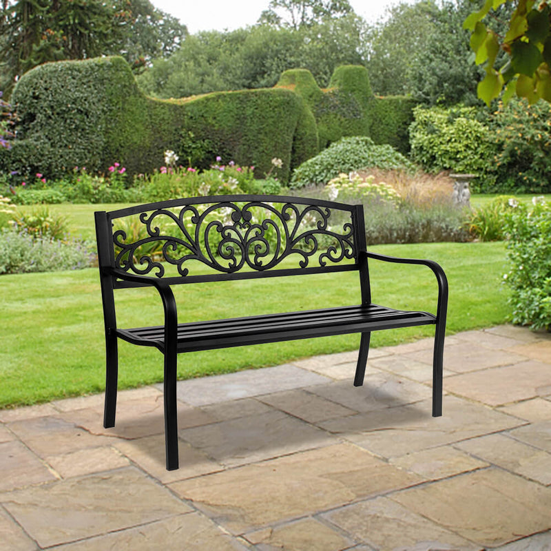 Iron Outdoor Courtyard Decoration Park Leisure Bench 50 inches