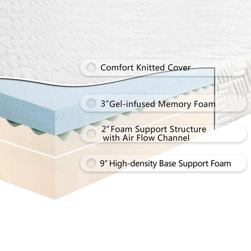 Queen Size Three Layers Cotton Mattress with 2 Pillows