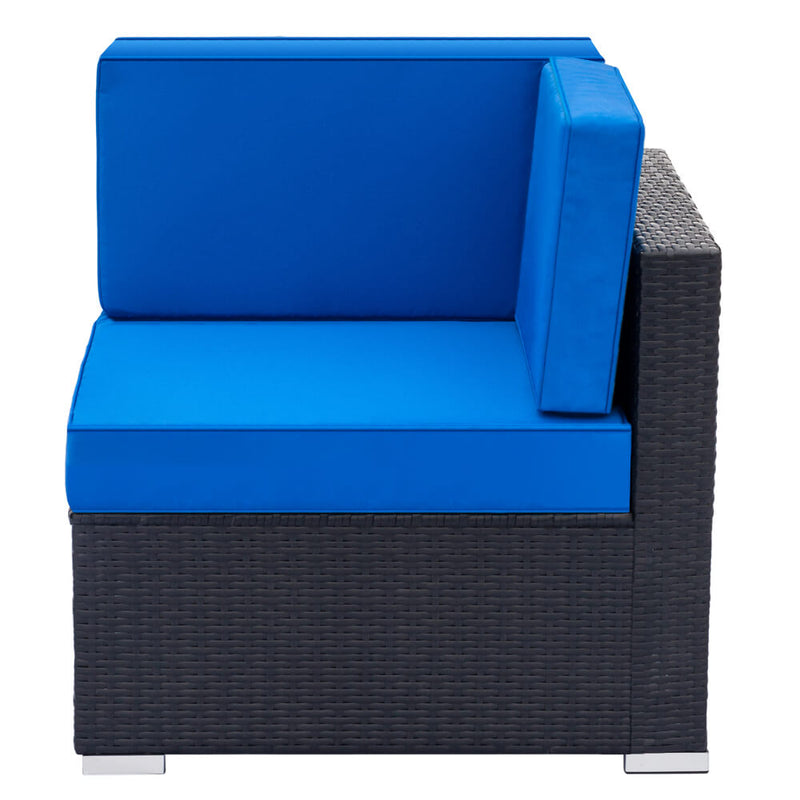 Fully Equipped Weaving Rattan Sofa Set with 2pcs Corner Sofas & 4pcs Single Sofas & 1 pcs Coffee Table Black