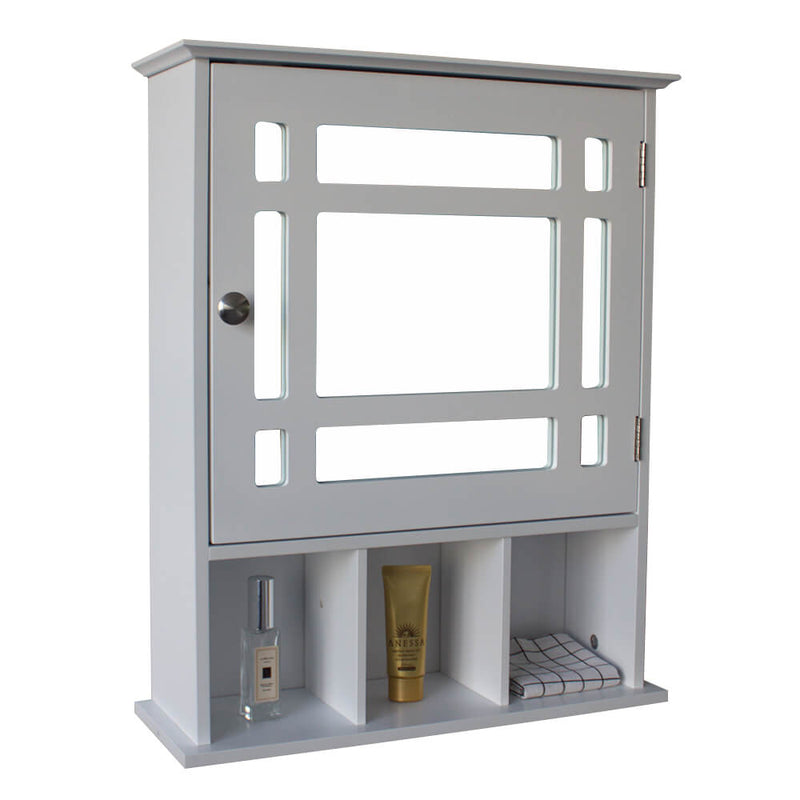 Single Door Three Compartment Storage Bathroom Cabinet –White