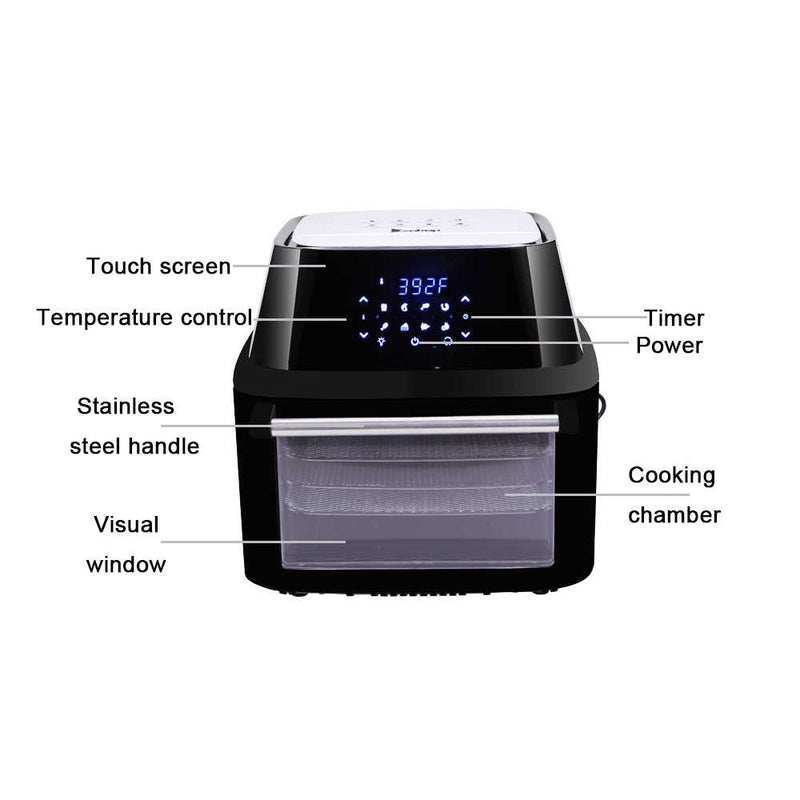 All-in-One Air Fryer Oven Family Size Roast, Bake, Dehydrator, Oilless Cooker Black