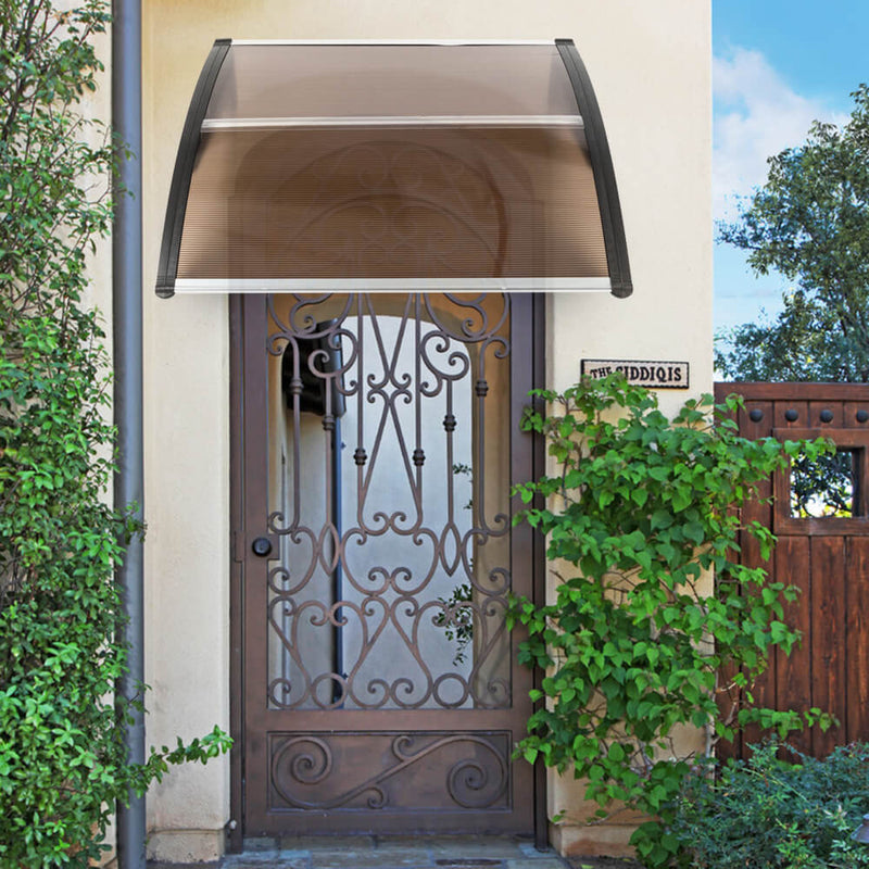 40" x 40" Door Window Awning, Front Door Outdoor Patio Awning Canopy UV Protection, Brown Board & Black Bracket