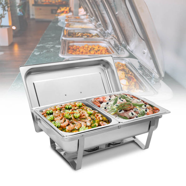 9L*2 Double Grid Each Set 2*1/2 Chafing Dish Food Warmer Rectangular Buffet Stove