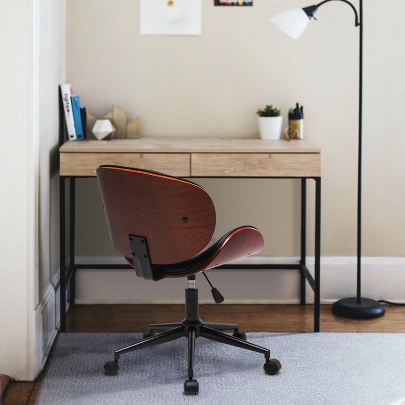 Walnut Bentwood Adjustable Height Office Chairs Barstool with Curved Back
