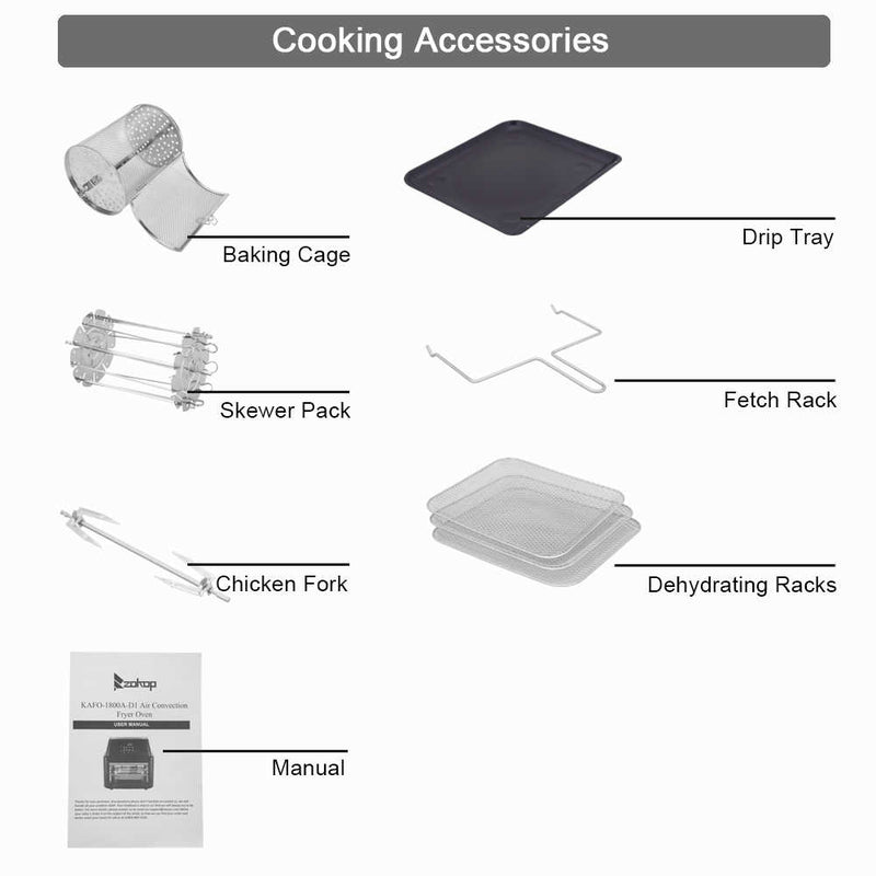 All-in-One Air Fryer Oven Family Size Roast, Bake, Dehydrator, Oilless Cooker Black