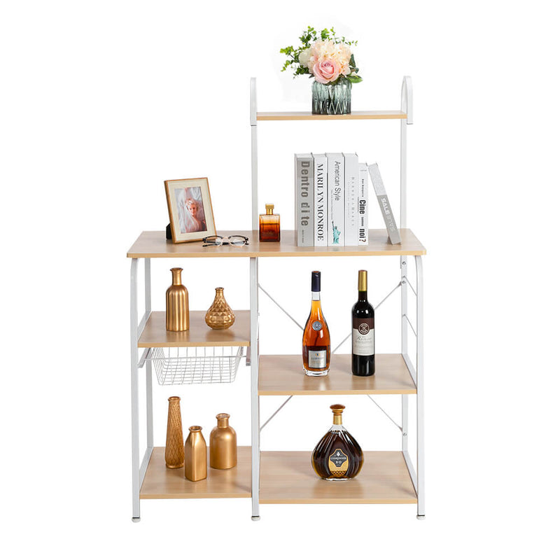 Utility Storage Shelf 35.5 inches Microwave Stand with 10 Hooks