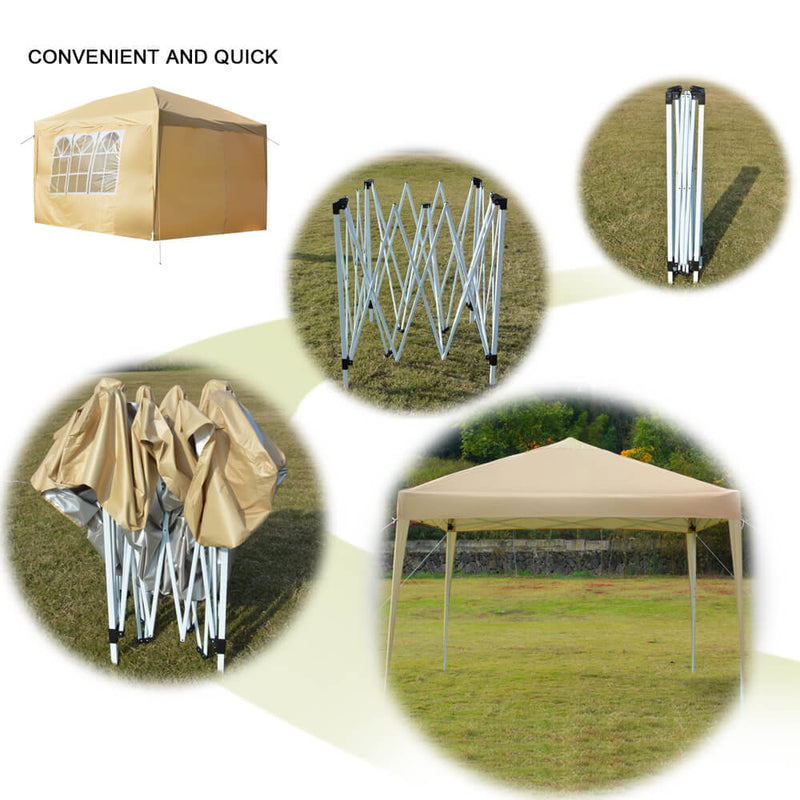 Homhum 10 x 10 ft Waterproof Canopy Tent Right-Angle with Carry Bag Khkai