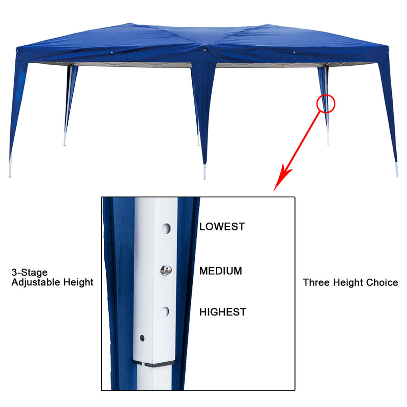 Homhum 10 x 20 ft Waterproof Folding Canopy Tent with Four Windows, Blue