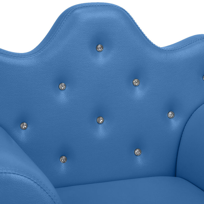 Kids Sofa With Upholstered Armchair with Ottoman Embedded Crystal Blue