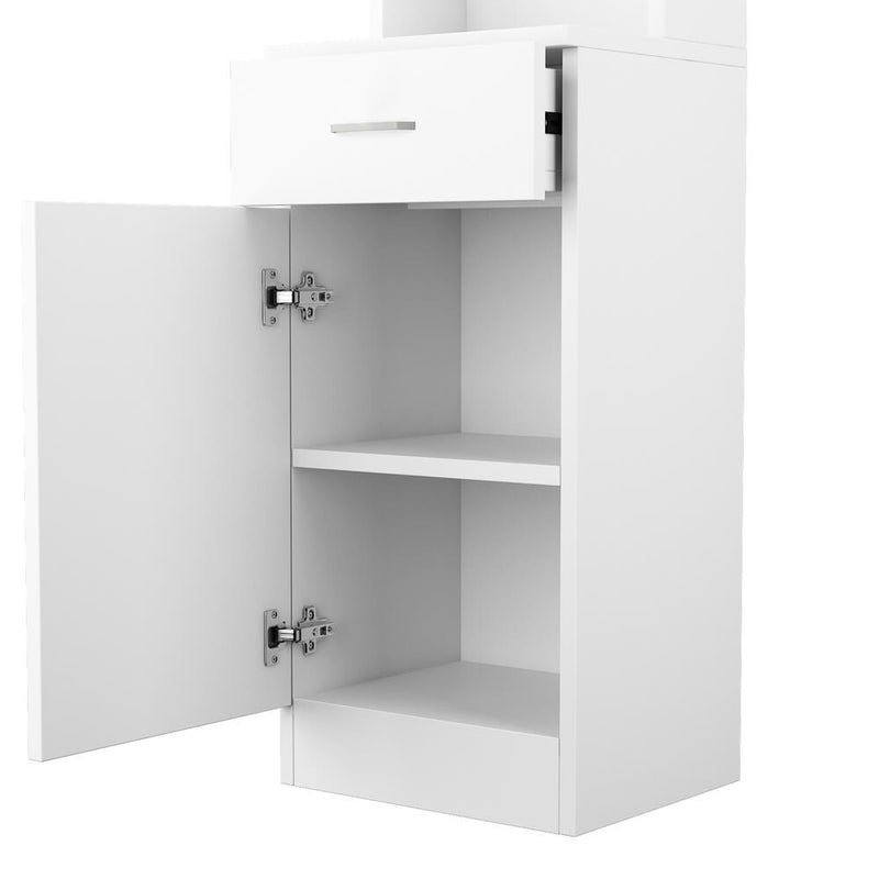 Standing 5 Compartments 1 Drawer 1 Door MDF Cabinet White