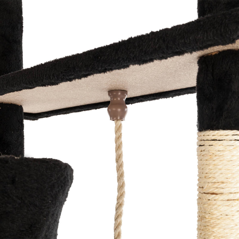 Solid Cute Sisal Rope Plush Cat Climb Tree Cat Tower Black 80 inches
