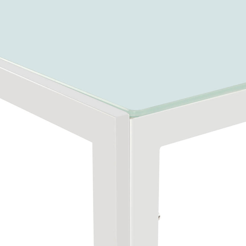 Simple Assembled Tempered Glass & Iron Dinner Table White