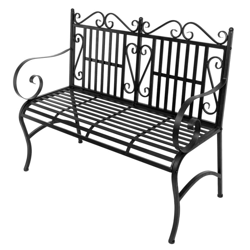 2-Seat Foldable Outdoor Patio Garden Bench Porch Chair with Steel Frame Solid Construction