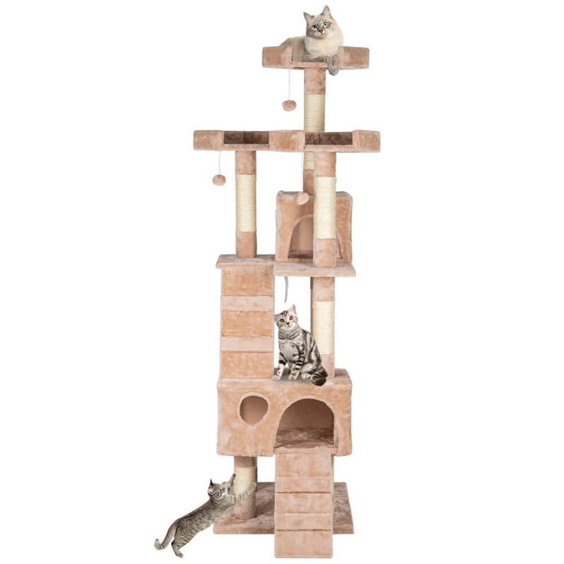 Sisal Hemp Cat Tree Tower Condo Furniture Scratch Post Pet House Play Kitten with Cozy Perches Beige 66 inches