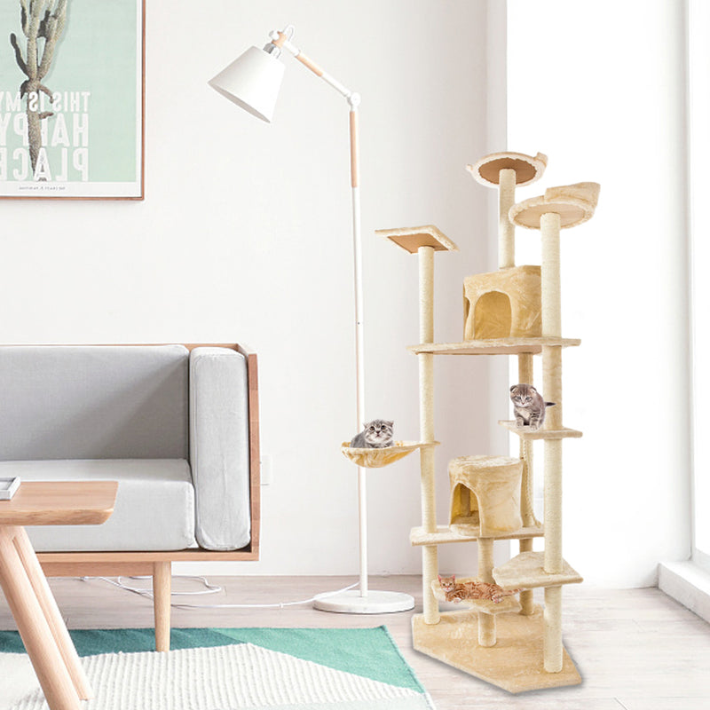 Solid Cute Sisal Rope Plush Cat Climb Tree Cat Tower, 80 inches
