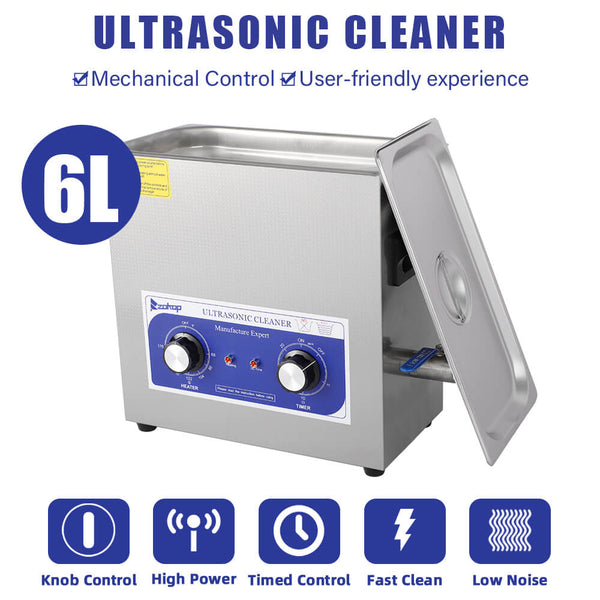 6L Commercial Ultrasonic Cleaner Large Capacity Stainless Steel with Heater and Digital Timer