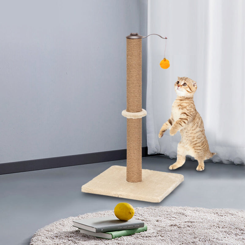 360° Rotatable Cat Climb Holder Tower Climbing Tower Beige with Two Toys 26 inches