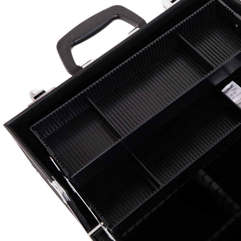 Aluminum Alloy Makeup Train Case Jewelry Box Organizer Black