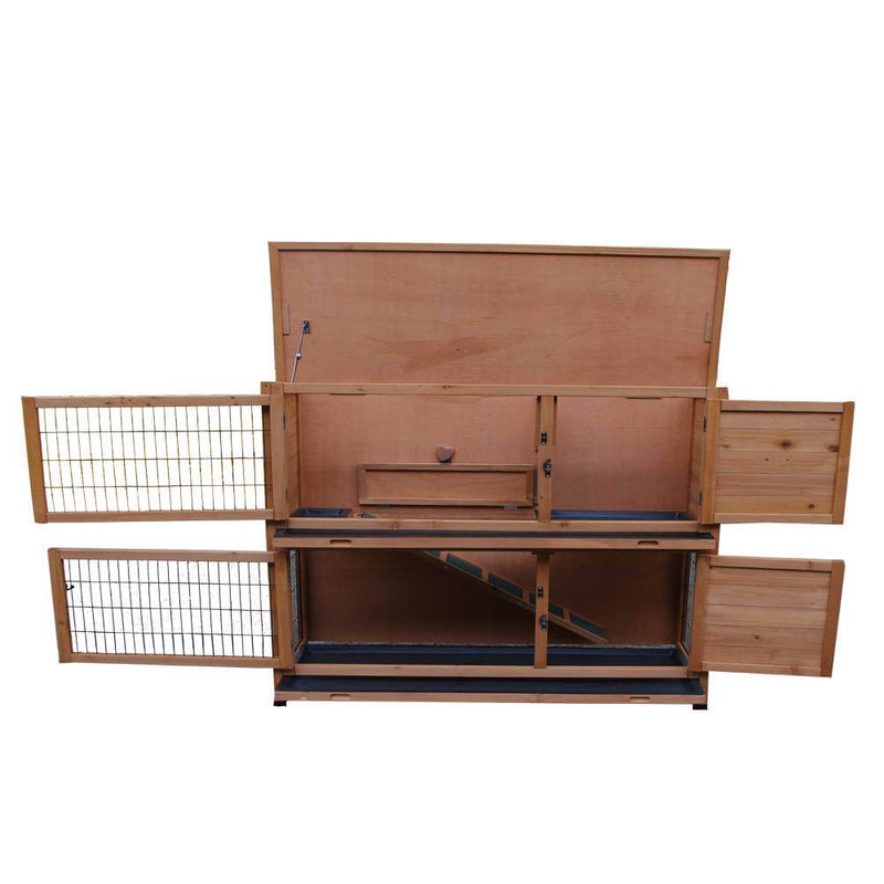 48 inches 2 Tiers Waterproof  Coop Wood House Pet Cage for Small Animals