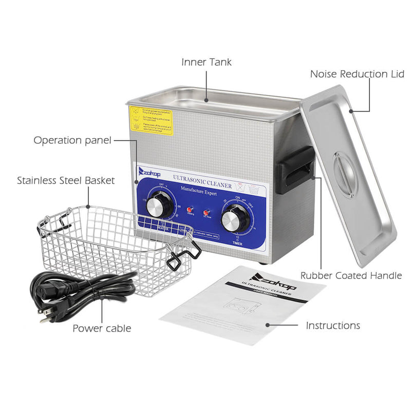 3L Commercial Ultrasonic Cleaner Large Capacity Stainless Steel with Heater and Digital Timer