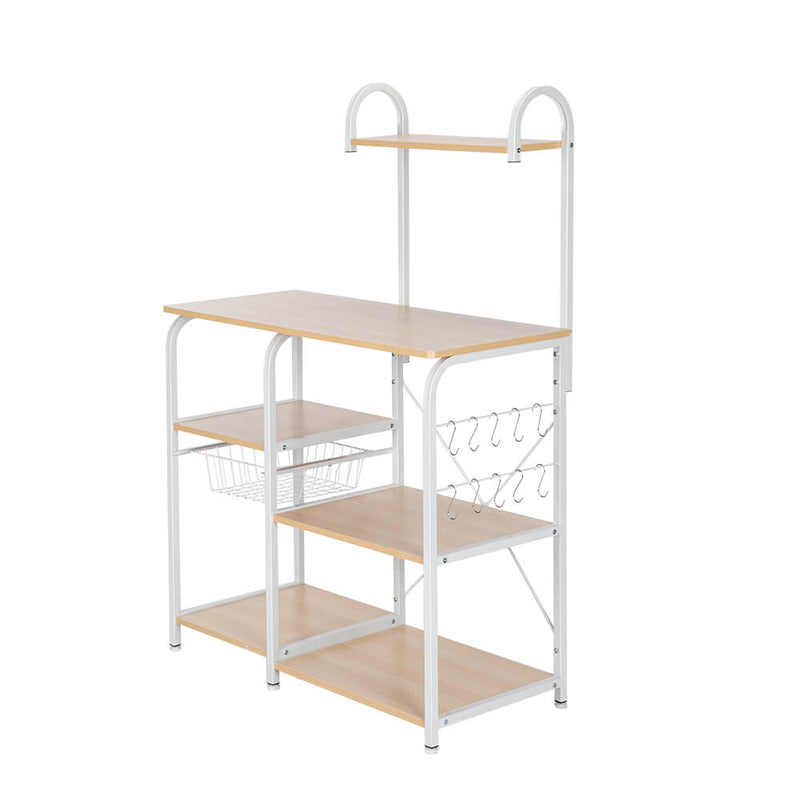 Utility Storage Shelf 35.5 inches Microwave Stand with 10 Hooks