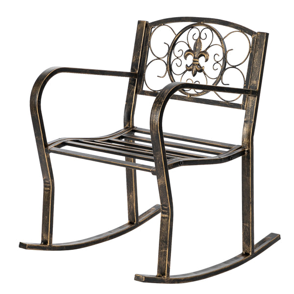 Patio Rocking Chair Leisure Chair, Garden Iron Art Paint Rocking Chair