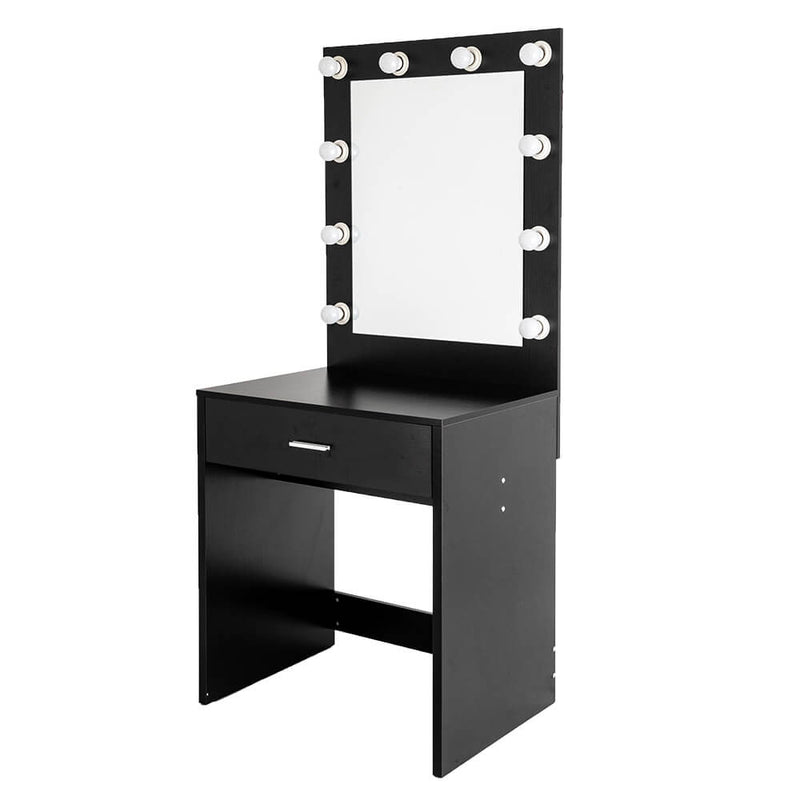 With a Warm Light Cannon Large Mirror Single Drawer Dressing Table Black