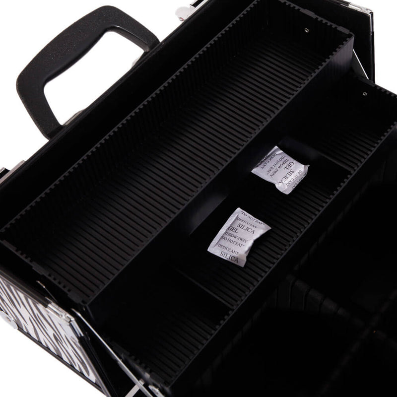 Aluminum Alloy Makeup Train Case Jewelry Box Organizer White Zebra Stripe