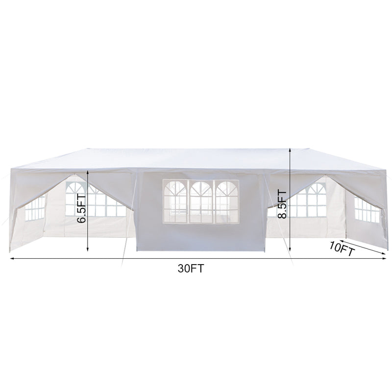 Homhum Foldable Part Canopy Tent 8 Sides with Spiral Tubes 10 x 30 ft, White