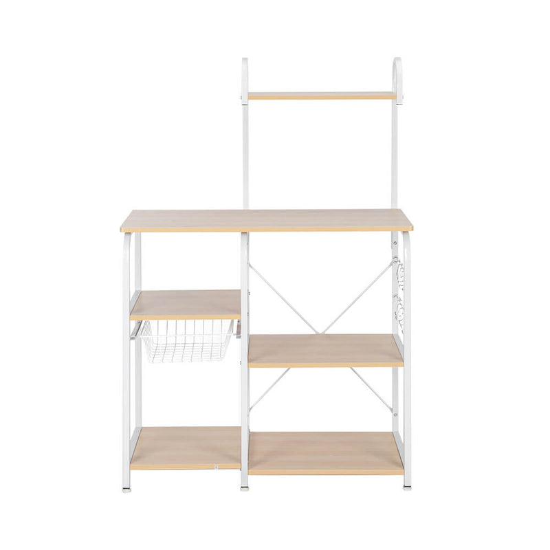 Utility Storage Shelf 35.5 inches Microwave Stand with 10 Hooks