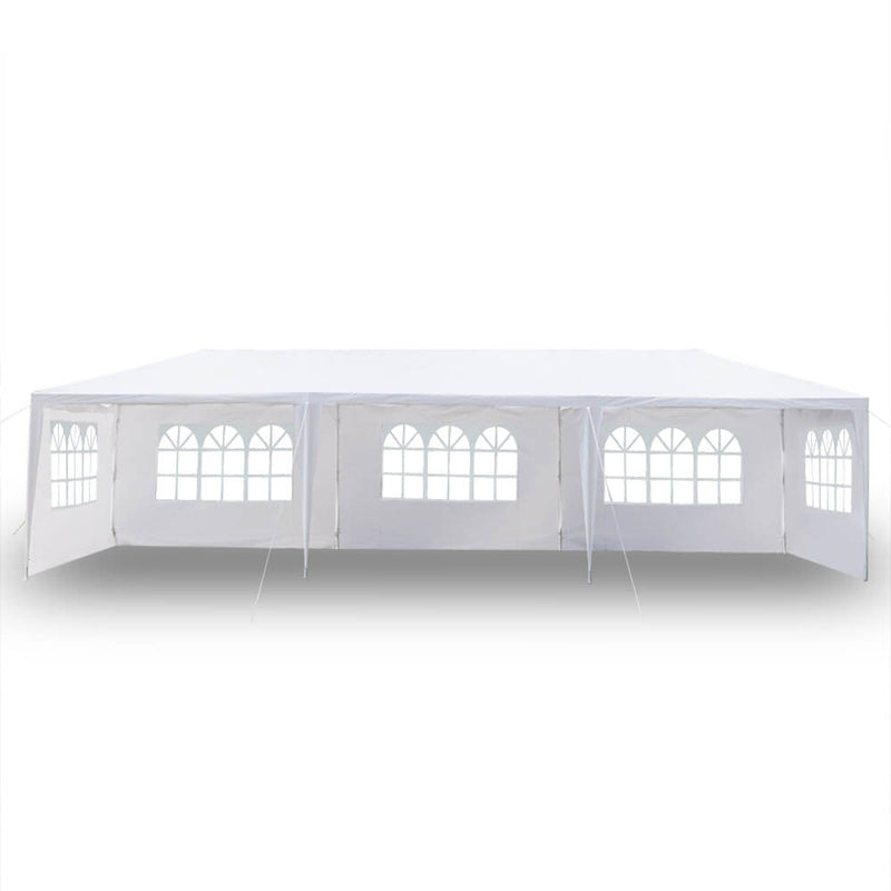 Homhum Waterproof Canopy Tent 10 x 30 ft Five Sides with Spiral Tubes for BBQ Wedding, White