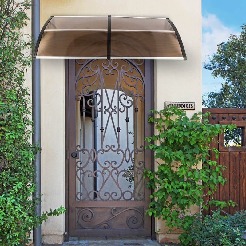 40" x 80" Door Window Awning, Front Door Outdoor Patio Awning Canopy UV Protection, Brown Board & Black Bracket
