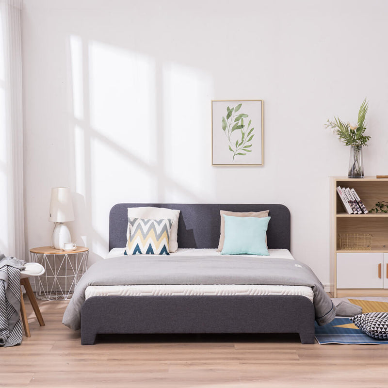 Upholstered Platform Bed Frame Mattress Foundation In Gray, Queen