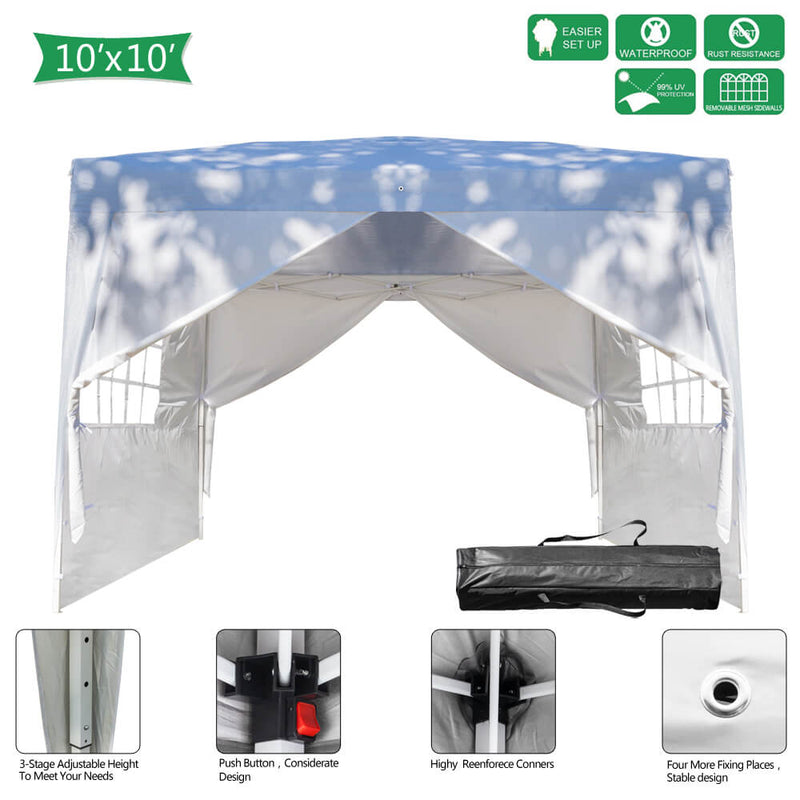 Waterproof Folding Canopy Tent with Two Doors & Two Windows 10 x 10 ft