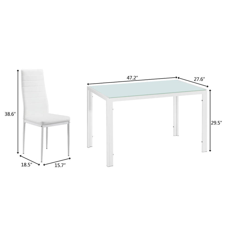 Simple Assembled Tempered Glass & Iron Dinner Table White