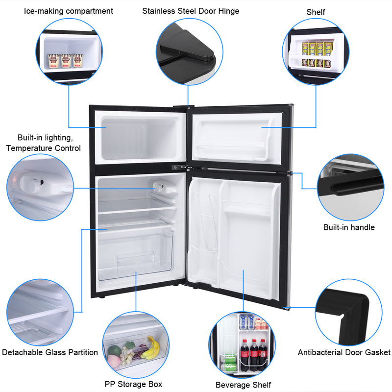 Household Refrigerator Double Doors Black